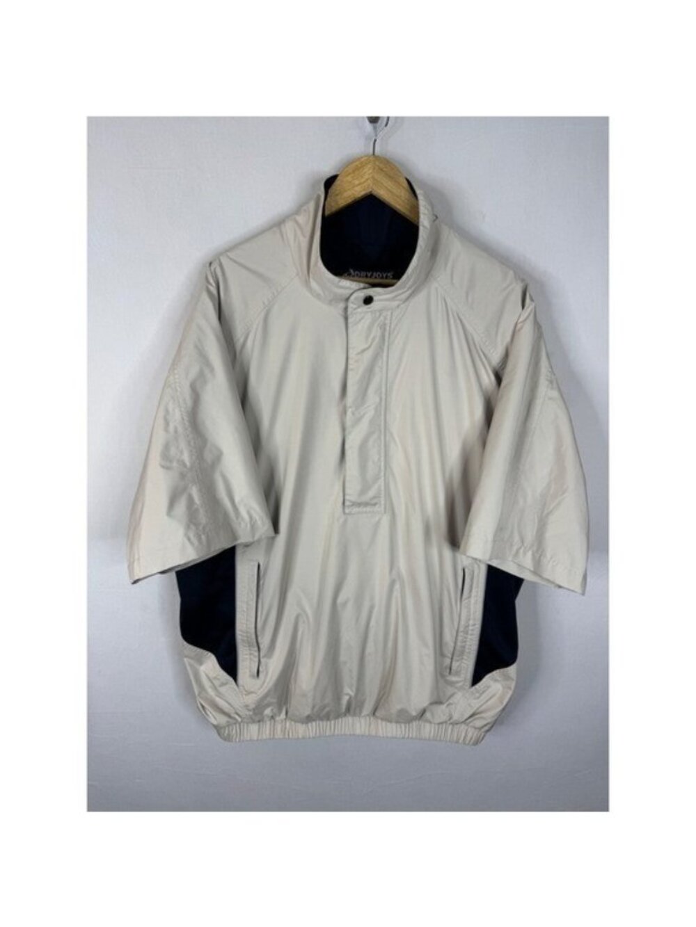 FootJoy DryJoys Golf Windbreaker Jacket Mens XL Tan Black Short Sleeve Pullover